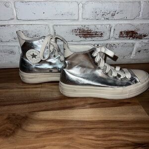 Converse Women's Metallic Silver Sneakers